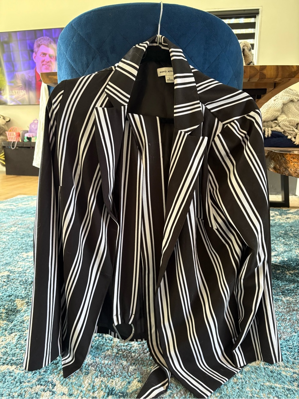 Soho Apparel Black & White Striped Blazer